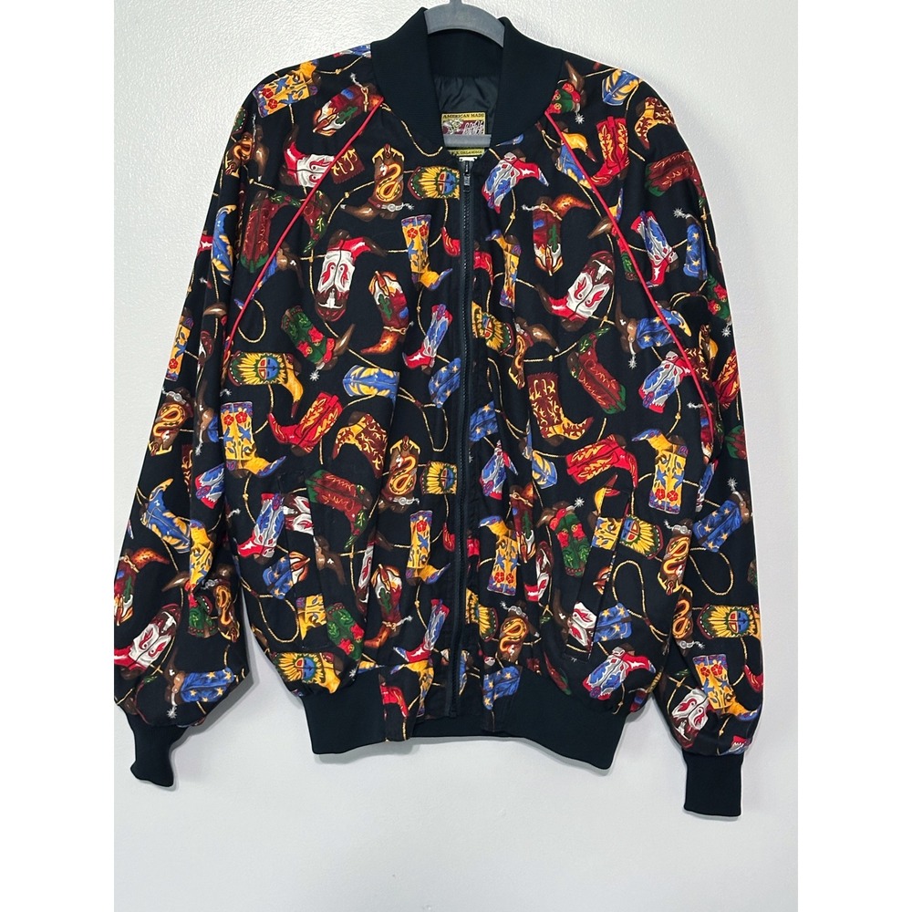 Bee-Wild vintage 80's Western Cowboy Boots Bomber Jacket Women's Size Large